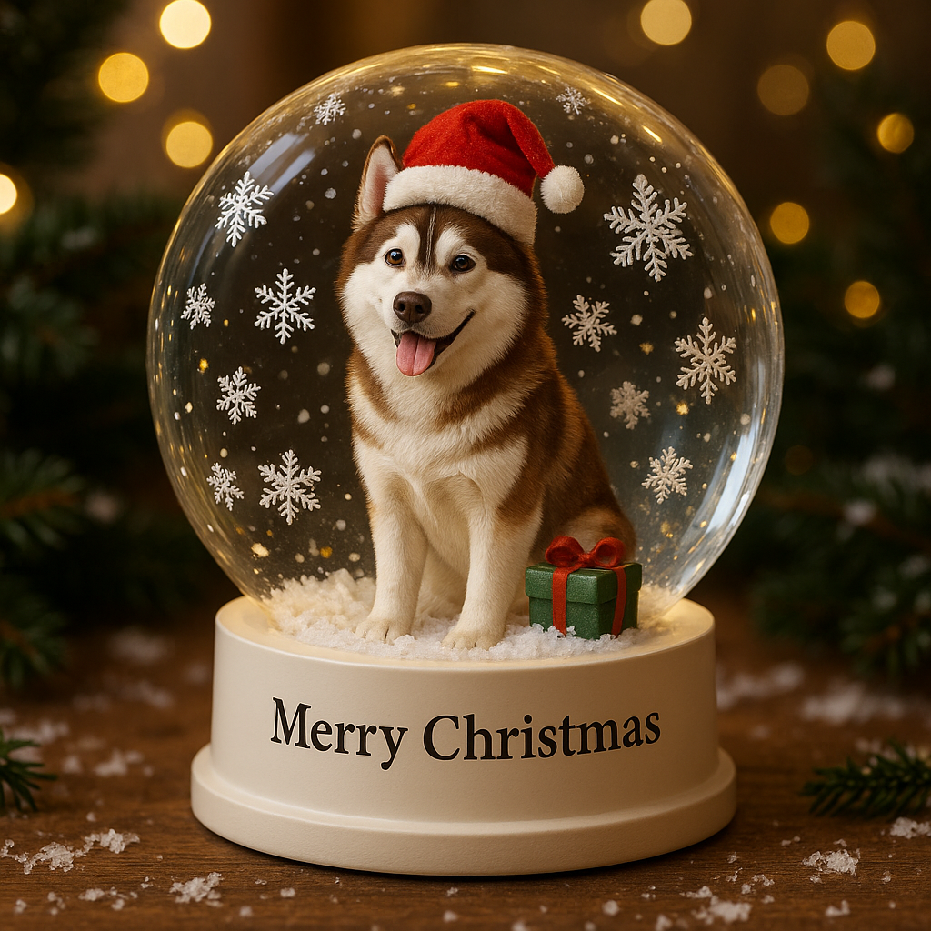 Holiday Puppy Snow Globe – Christmas Edition 🎁