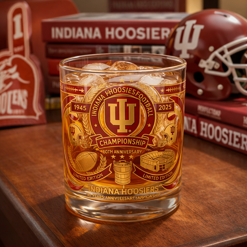 Indiana Hoosiers Football 80th Anniversary Championship Limited Edition Whiskey Glass