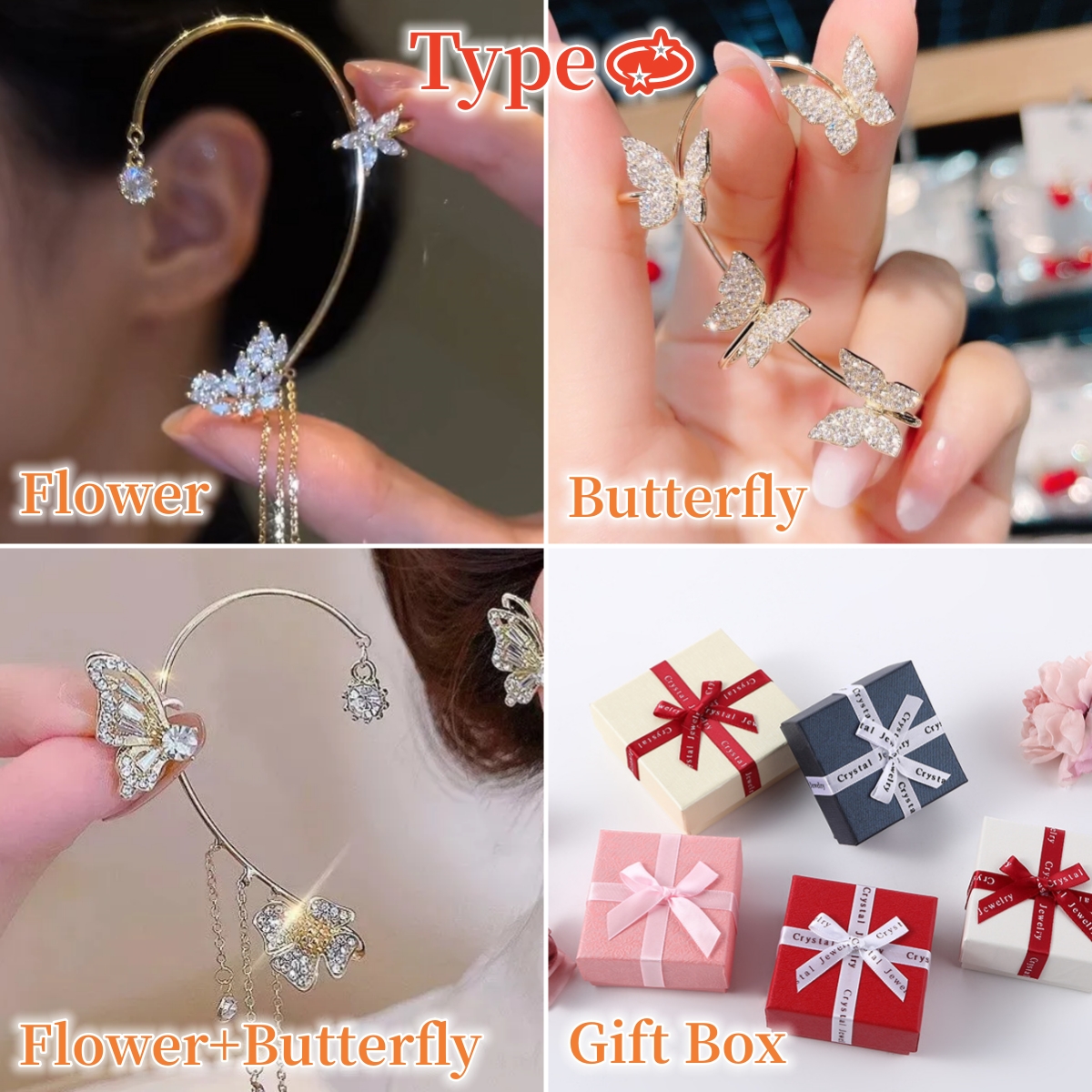 🔥Last Day 50% OFF🔥✨2023 New Release! Butterfly Tassel Style Zircon Earrings