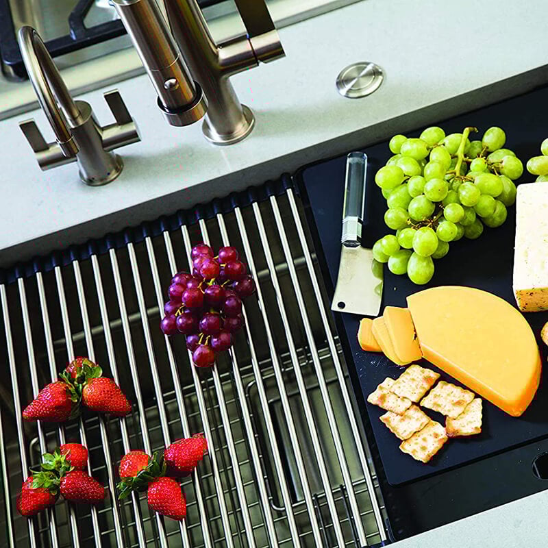 Multipurpose Over-Sink Roll-Up Dish Drying Rack