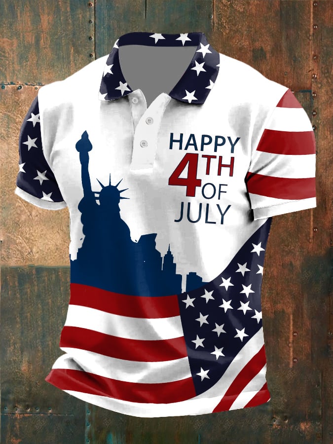 Men'S Independence Day Printed Polo Shirt