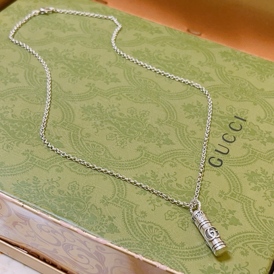 Gucci Anger Forest series new double G cylindrical retro necklace