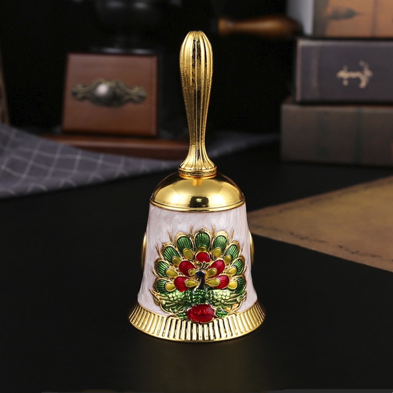 🦚🔔Handmade Peacock & Floral Antique Handbells – Vintage-Inspired Metal Bells
