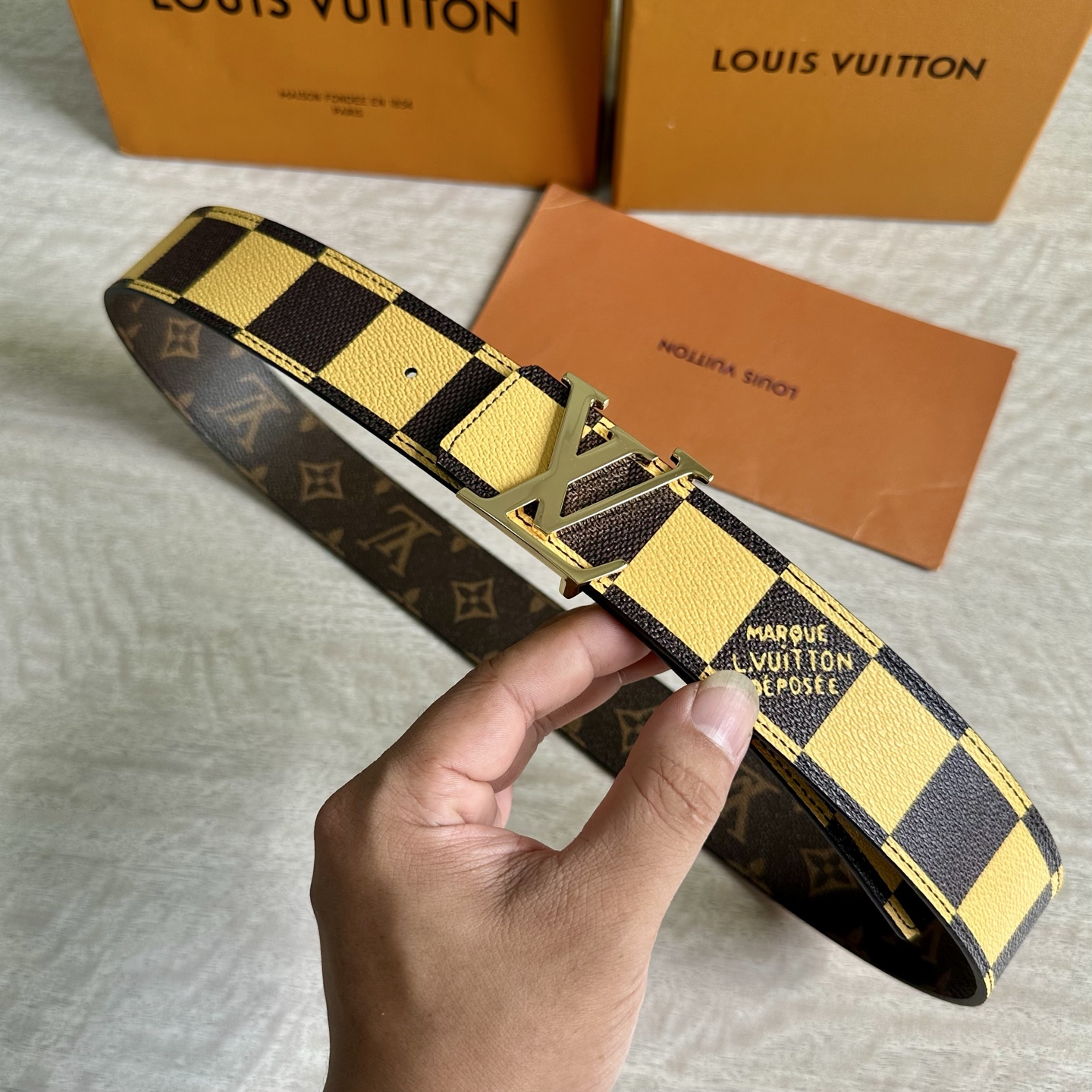 Louis Vuitton Monogram double-sided print belt 4CM wide