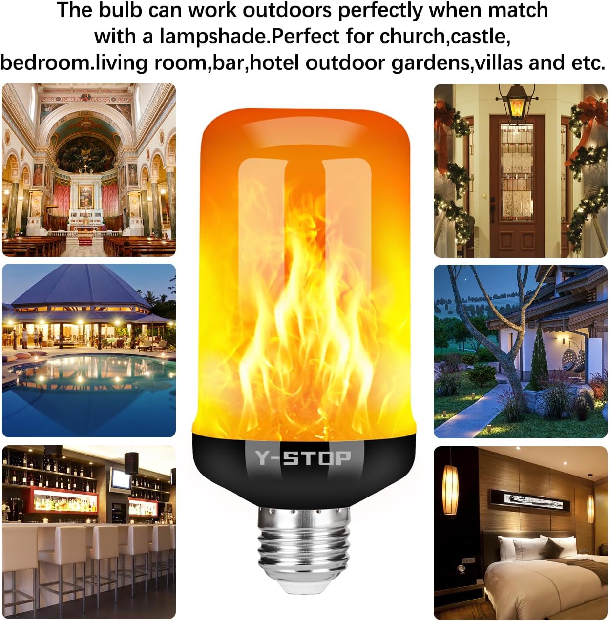 2PCS/SET LED Flame Light Bulbs, 4 Modes Flickering Light Bulbs with Upside Down Effect