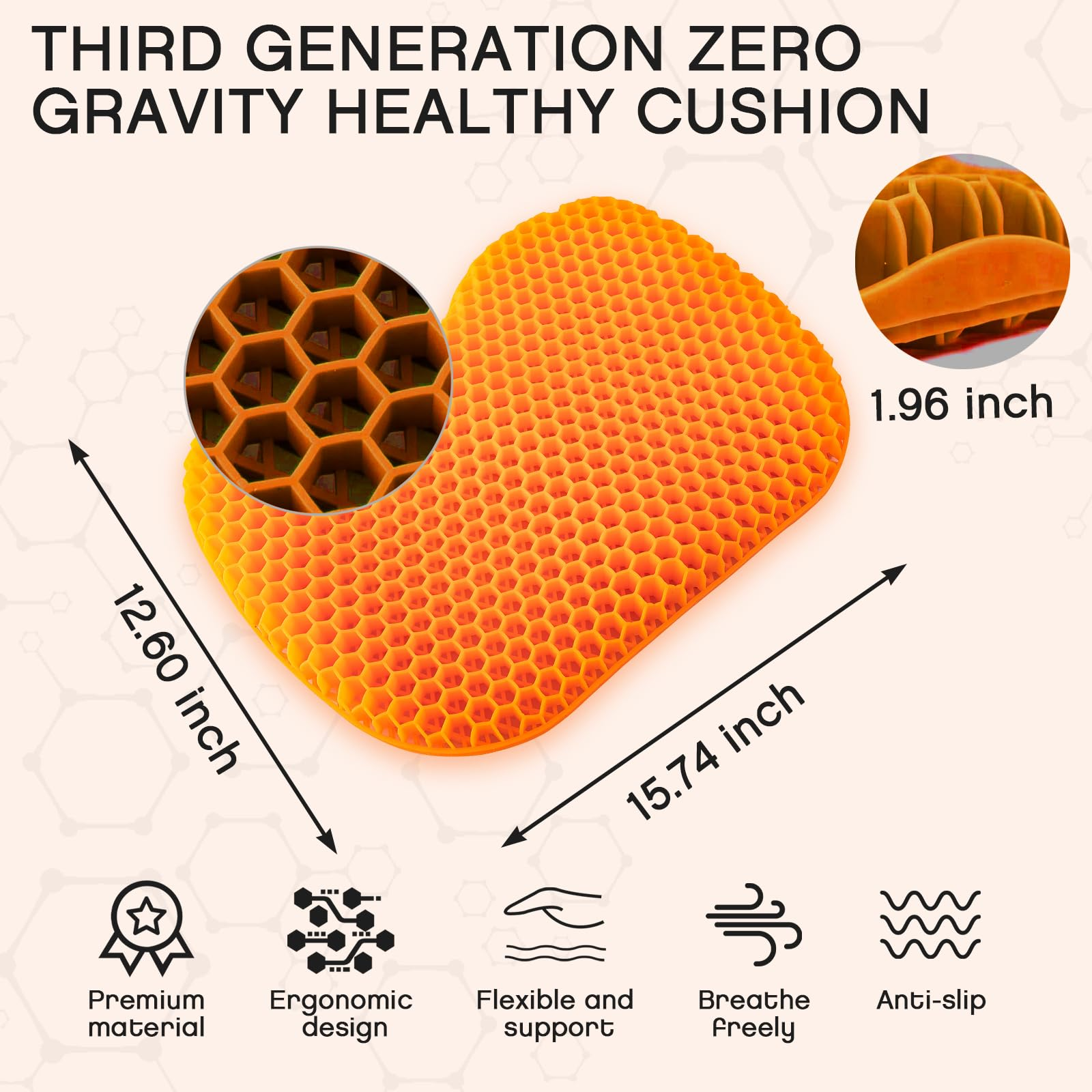 Orange Anti Slip Kayak Seat Cushion