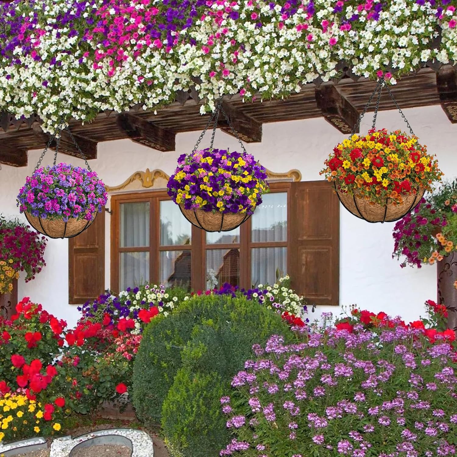🌸 Hanging Artificial Colourful Morning Glory Basket-💥UV resistant, Waterproof，Windproof