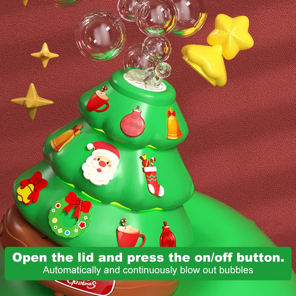 🎄Early Christmas Sale🔥Glowing Christmas Tree Bubble Machine with Music & Lights