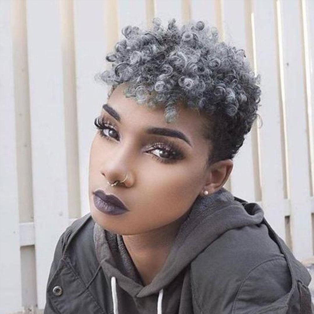 Luna 009 Short Spiral Curly African American Wig with Bangs