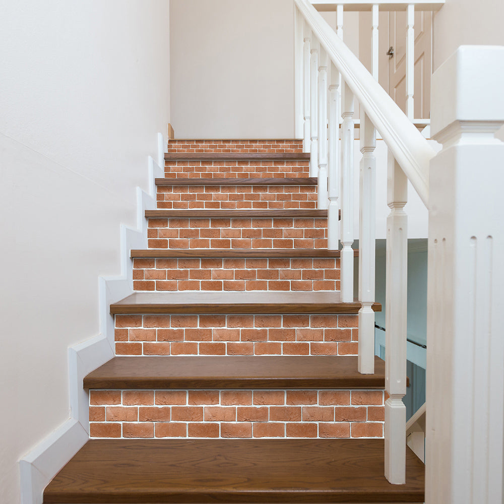 Red Orange Brick Peel and Stick Tile Stickers