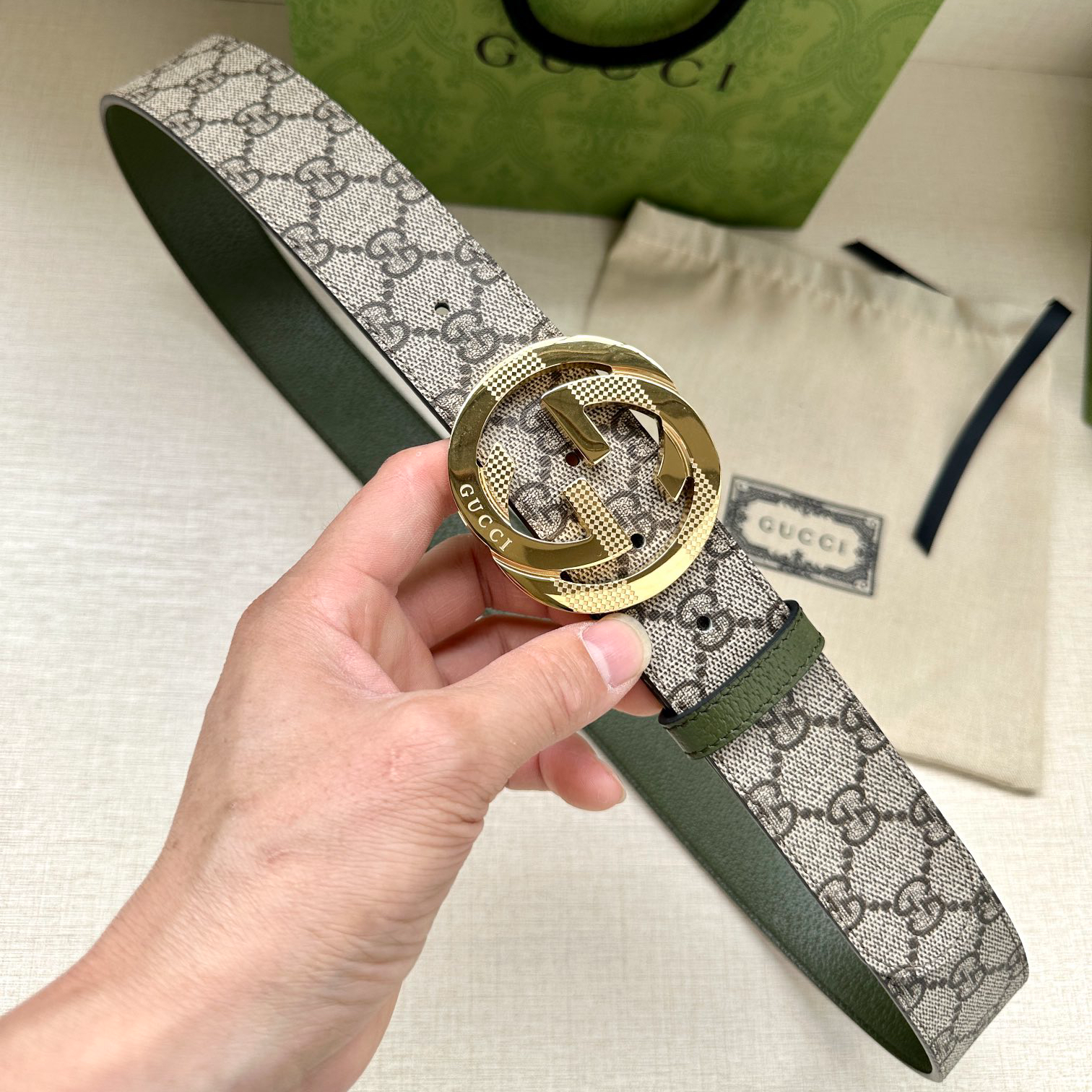 Gucci Marmont printed leather belt 3.8 cm wide