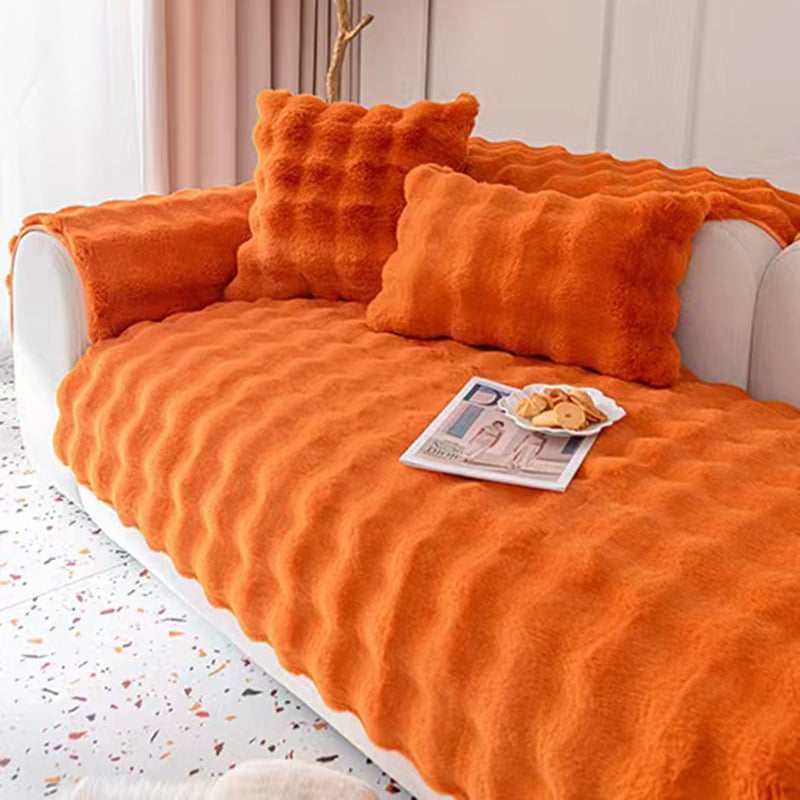 😍Cosy Plush Solid Colour Non-slip Couch Cover