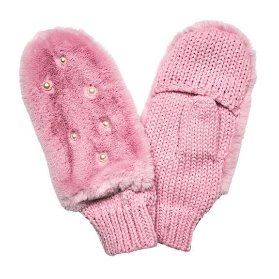 Faux fur glove with pearls (KNG3500)