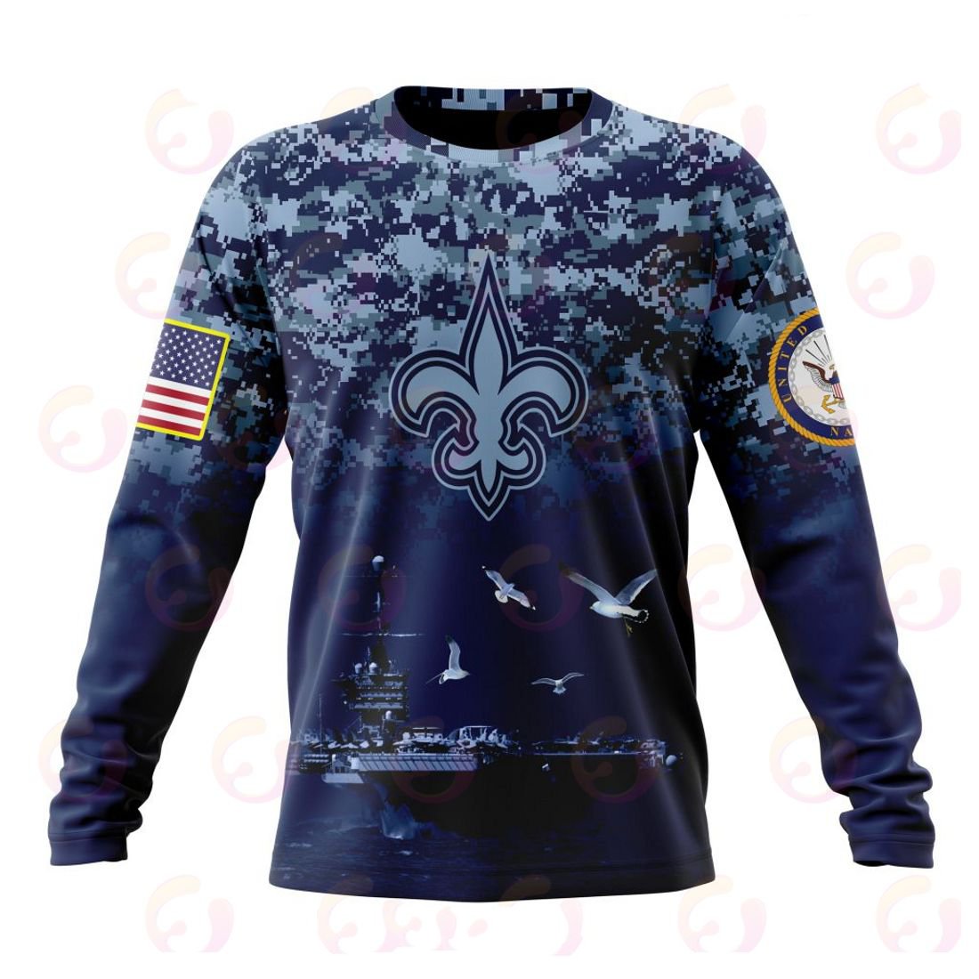 NEW ORLEANS SAINTS 3D HOODIE HONOR US NAVY VETERANS