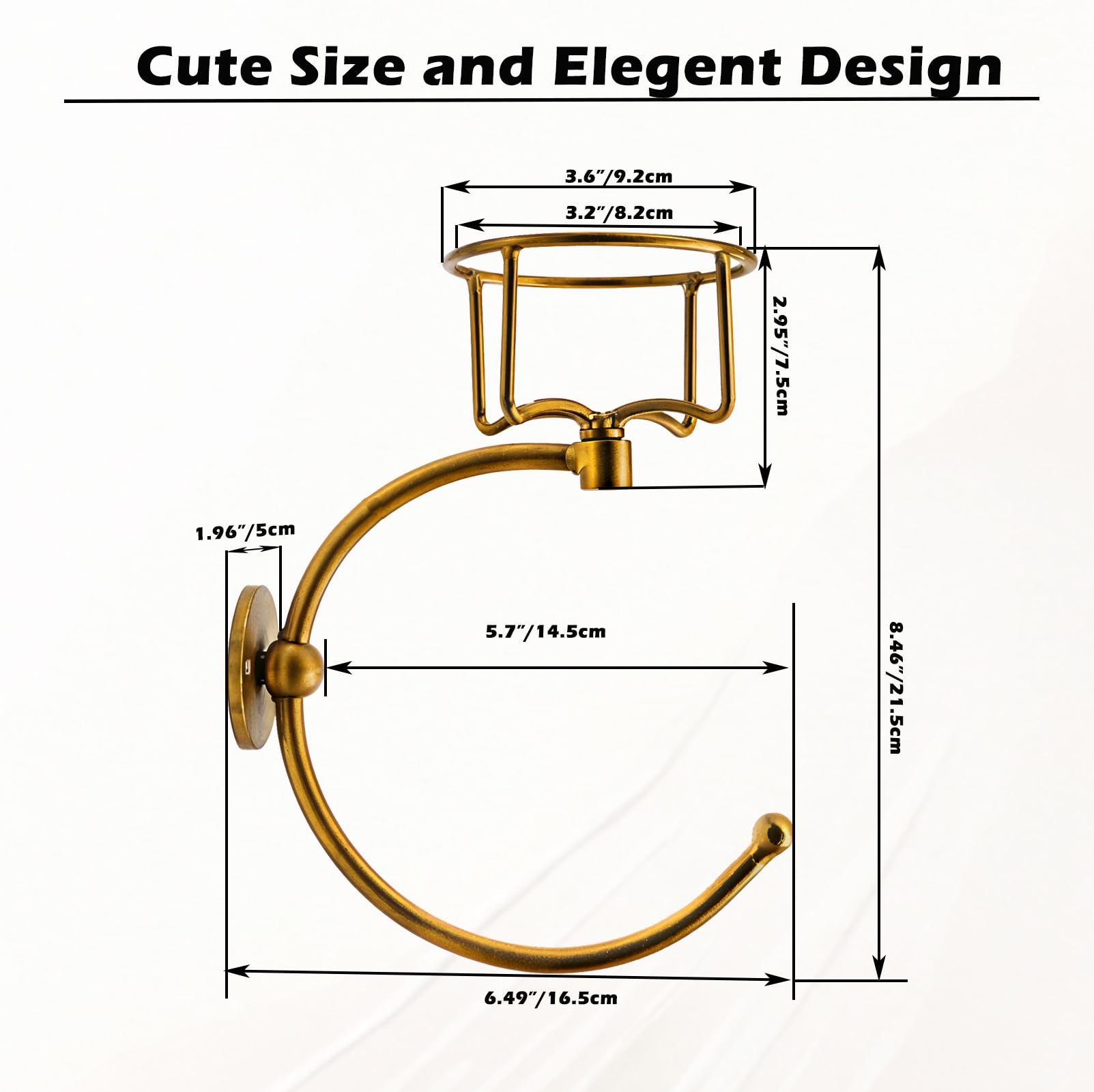 Hand Towel Holder, Matt Black Hand Towel Ring for Bathroom Wall Mounted with Candle Holder