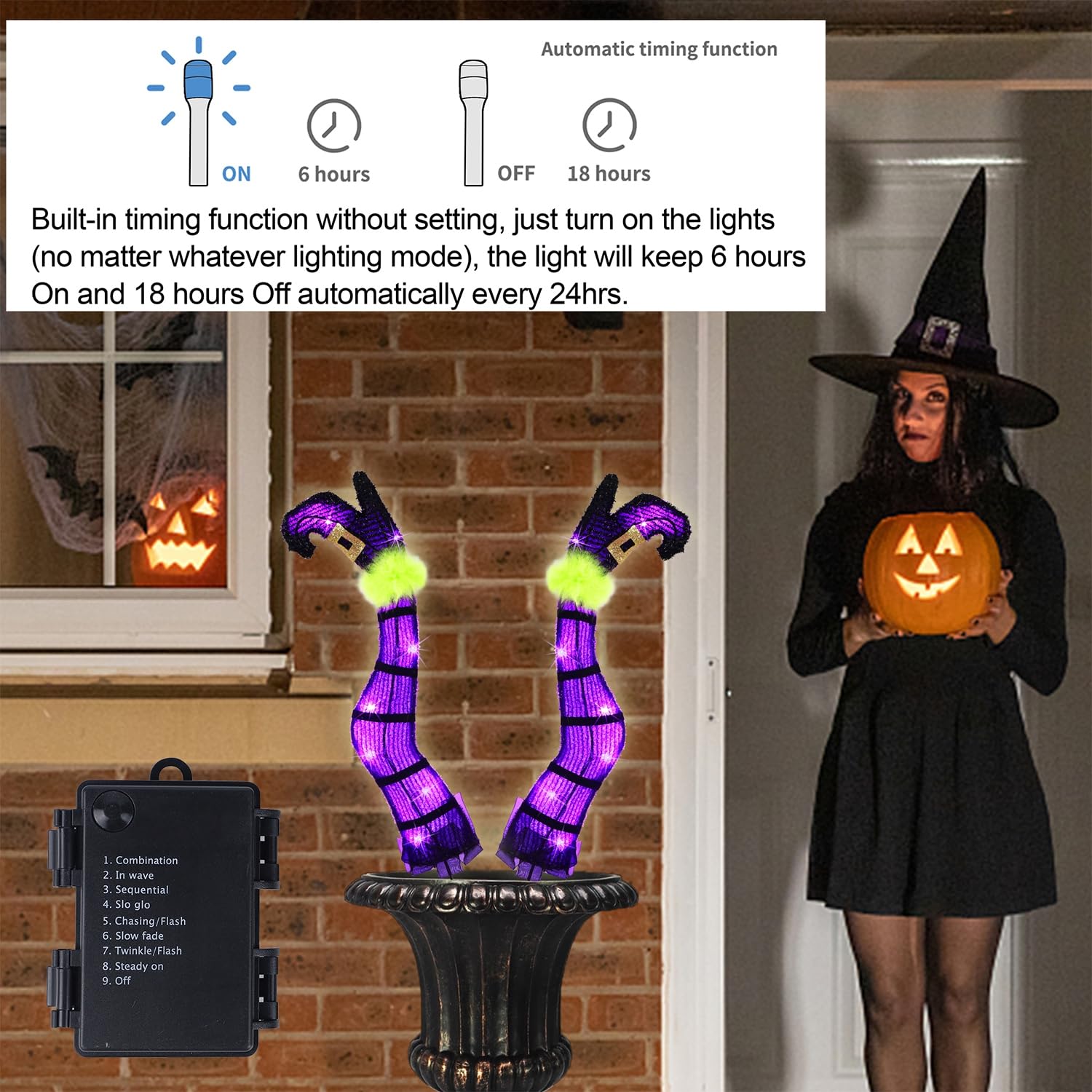 Halloween Lighted Wicked Witch Legs with Stakes - Height- 22