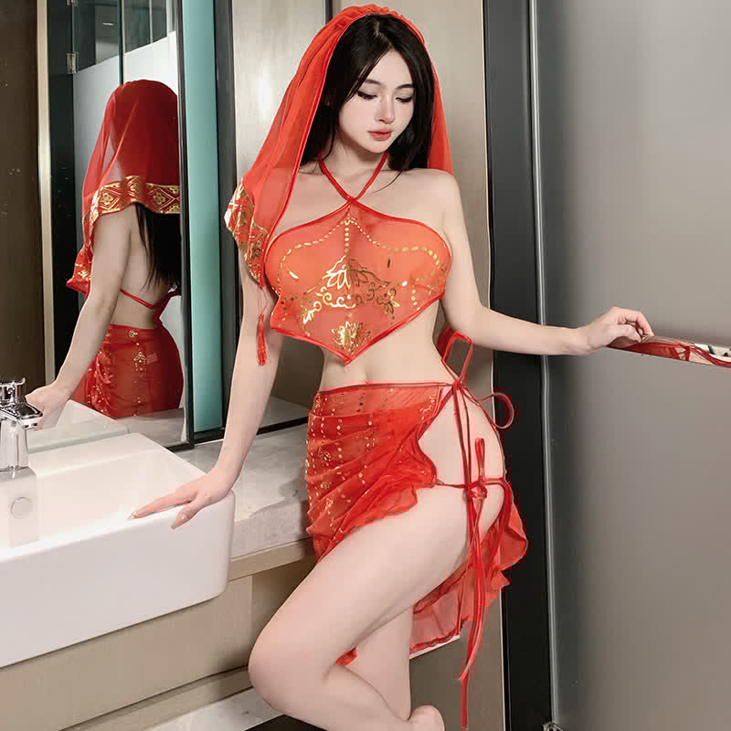 Cosplay Bride Vintage Lace Up Hanfu Lingerie Set