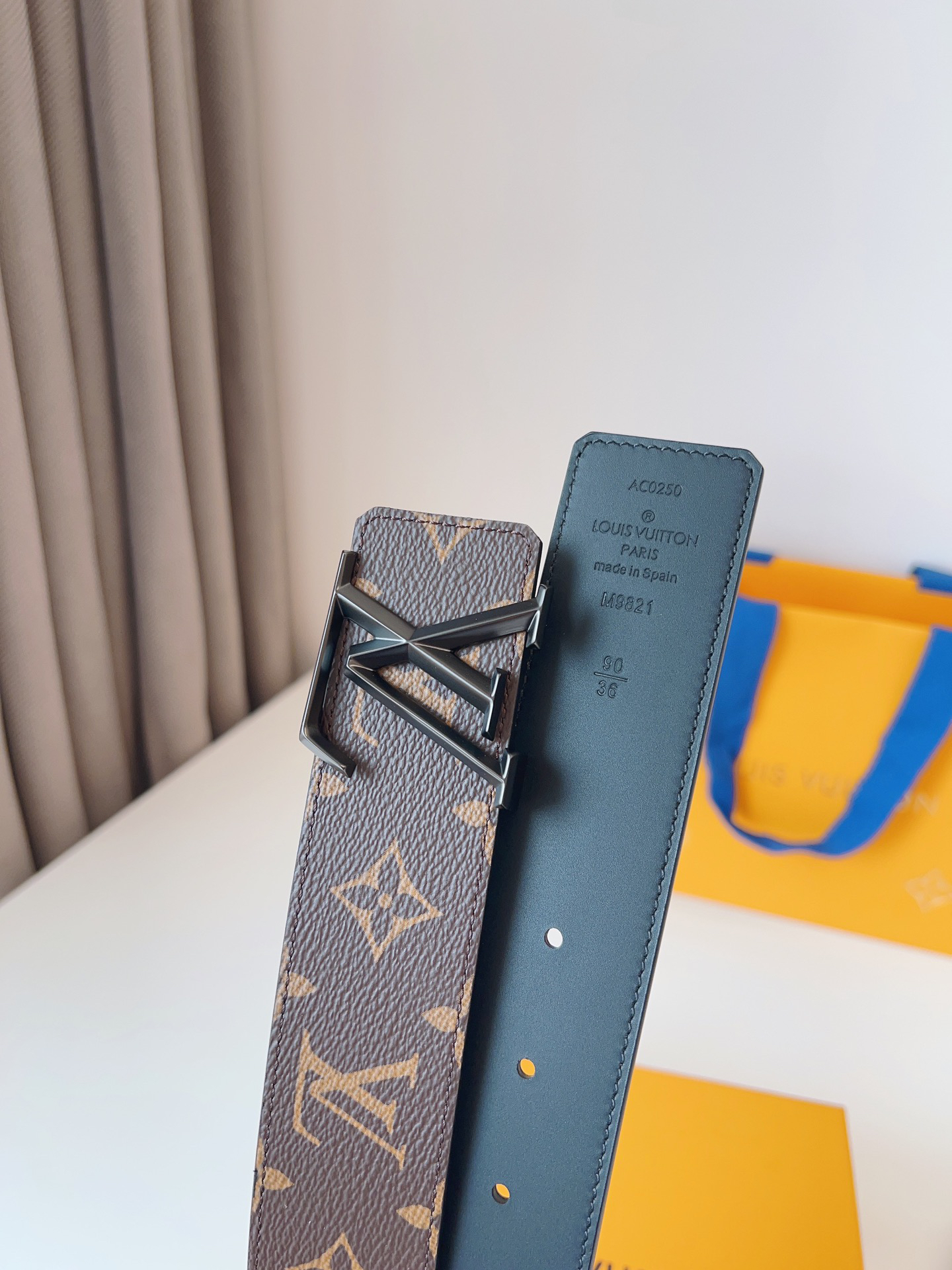 Louis Vuitton Men's Monogram Logo Belt, 4cm Width