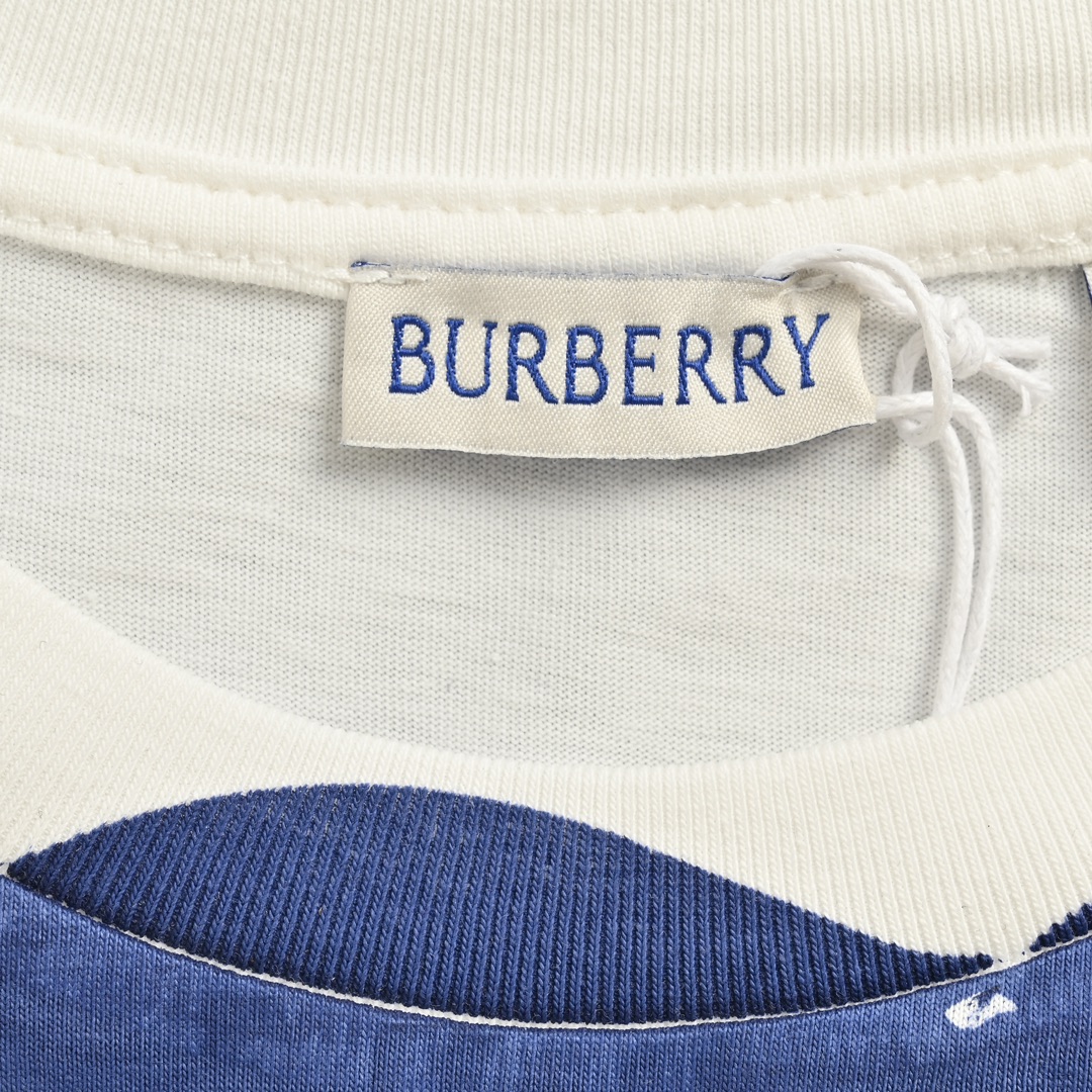 Burberry Blue Knight Horse Printed Round Neck Short Sleeve