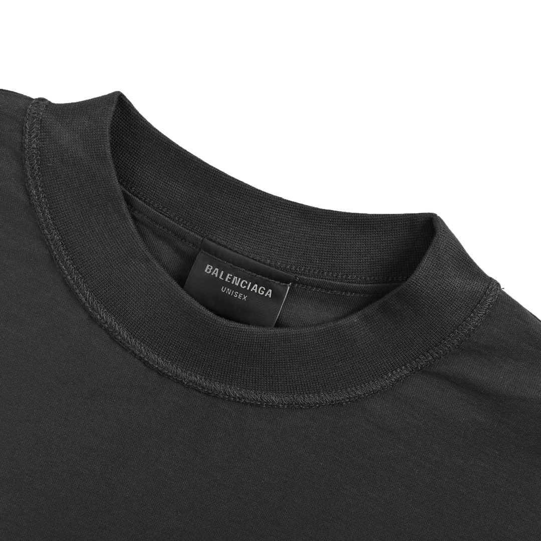Balenciaga 24ss reverse wear three-dimensional thick rubber letter print short sleeve