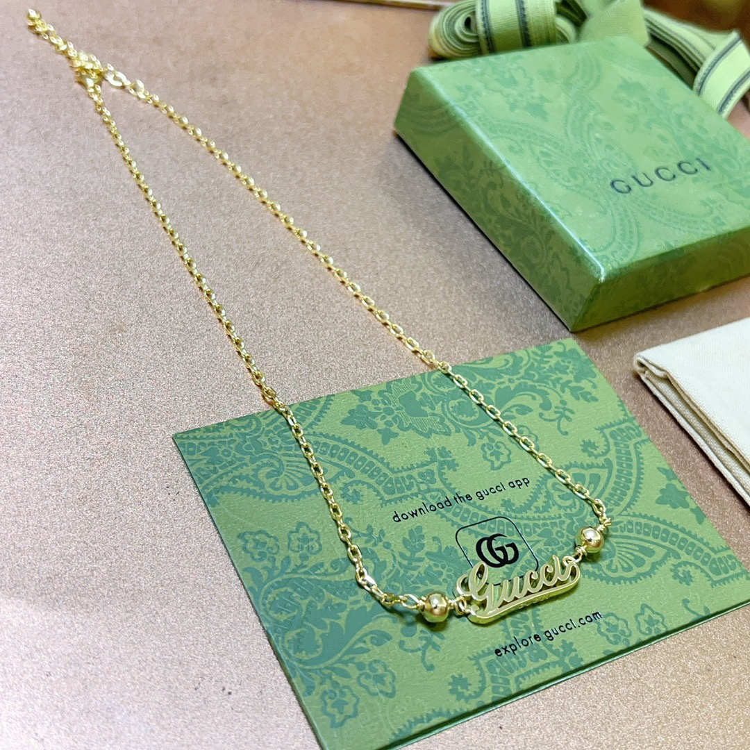 Gucci Font Gold Necklace