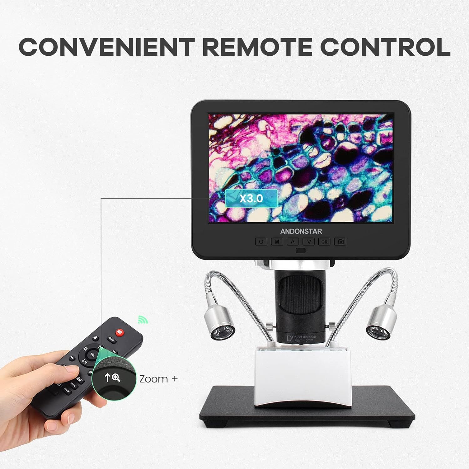 Andonstar HDMI Digital Microscope 2000x 3 Lens 2160P UHD Video Record