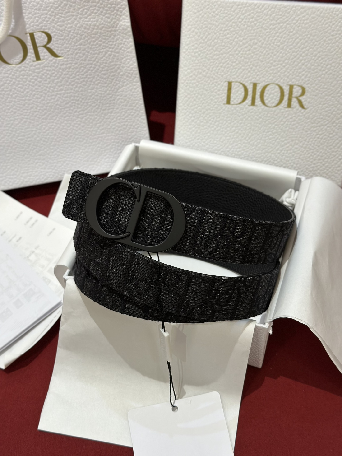 Dior CD Buckle Canvas Leather Belt 3.5CM Width