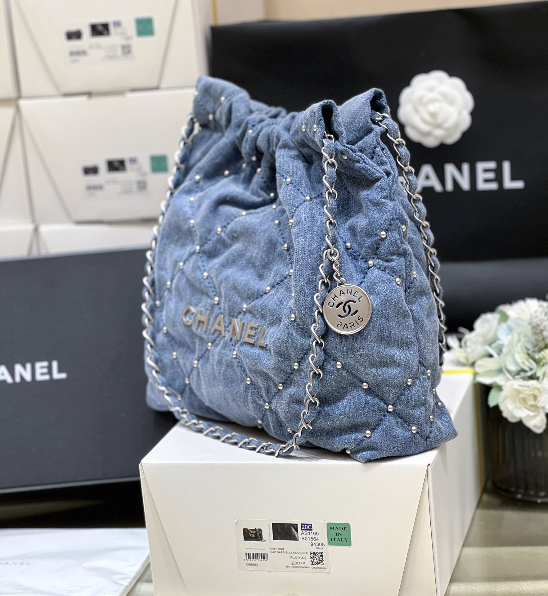 Chanel 24S Spring/Summer Collection Rivet Denim Handbag AS3260