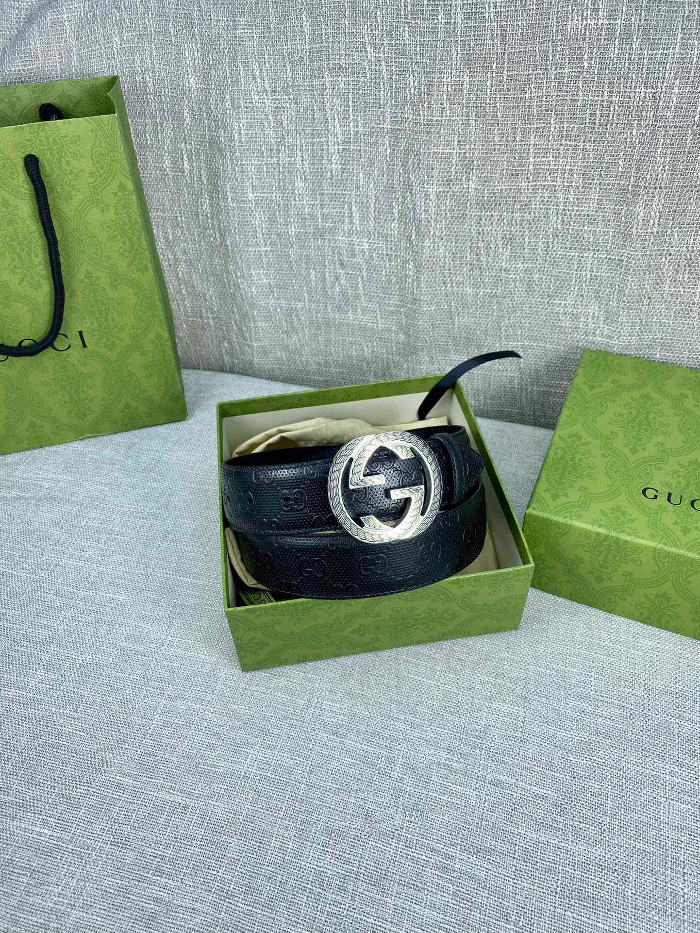 Gucci Signature Printed Leather Belt Width 4.0CM