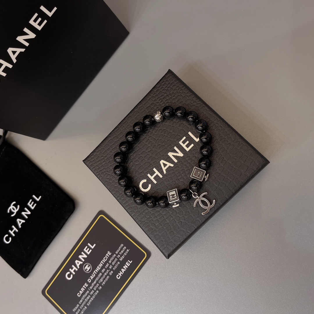Chanel obsidian distressed bracelet