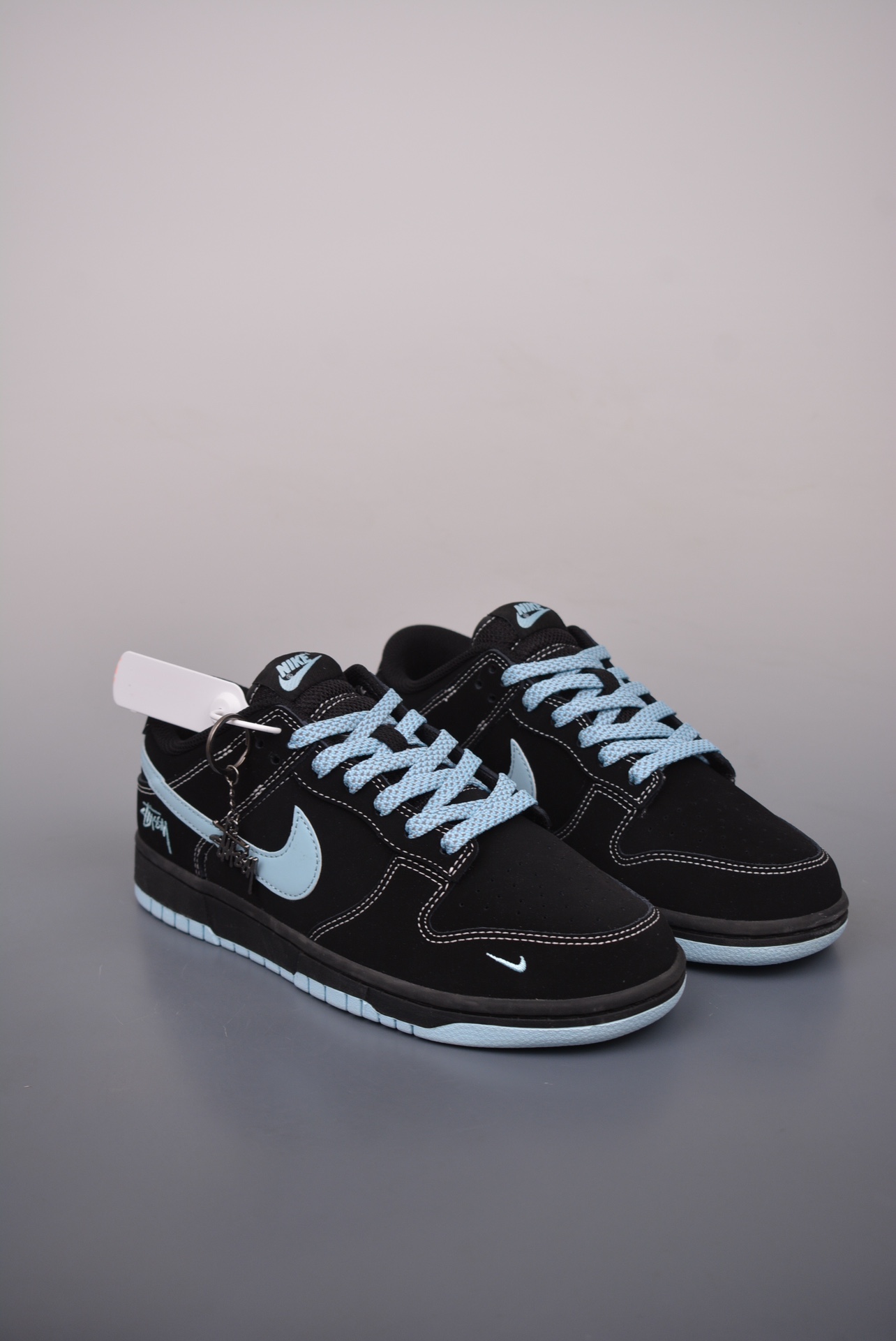 Stussy x Nike By You SB Dunk Low Retro SP Black and Blue Embroidery KK1888-012
