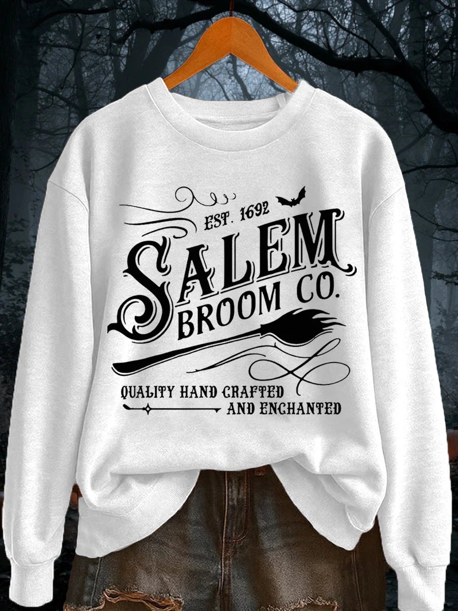 🔥Buy 3 Get 10% Off🔥Women's Funny Halloween Witch Salem Broom Co Est.1692 Casual Sweatshirt
