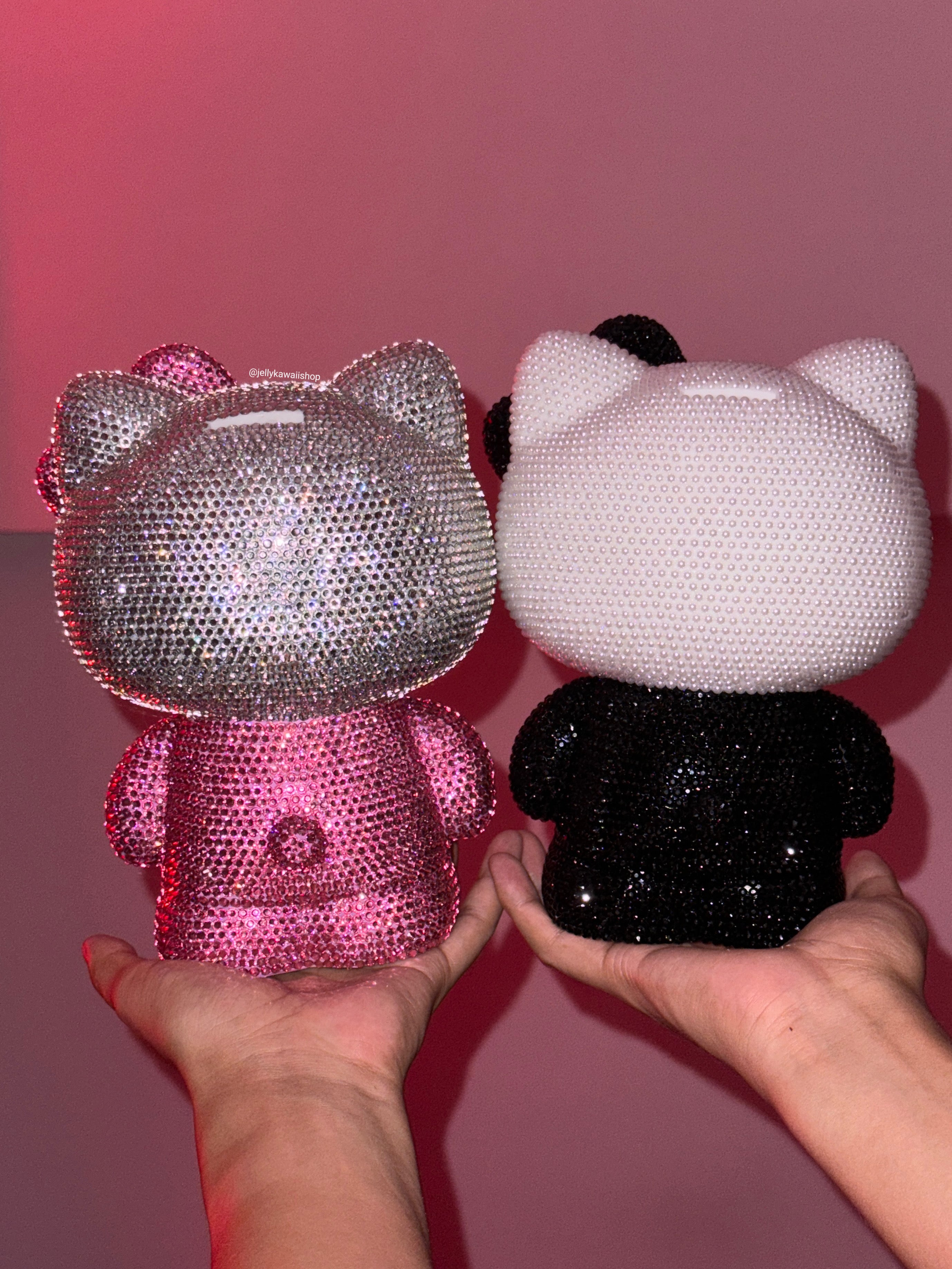 Hellokitty Skeleton Halloween Handmade Diamond Bling Rhinestone Bank Coin Bank Saving Pot Money Box Gift Decoration