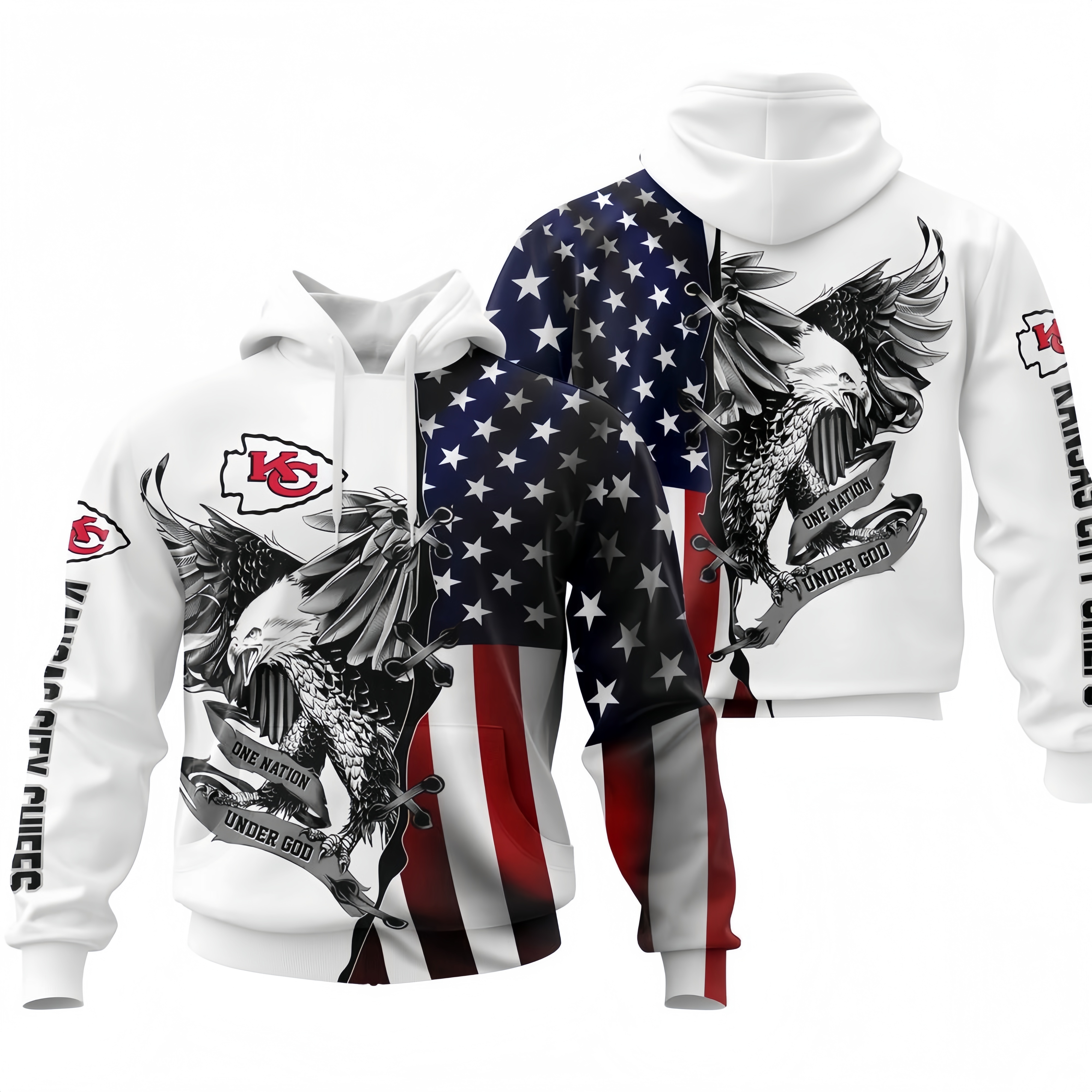 KANSAS CITY CHIEFS 3D USA FLAG EAGLE