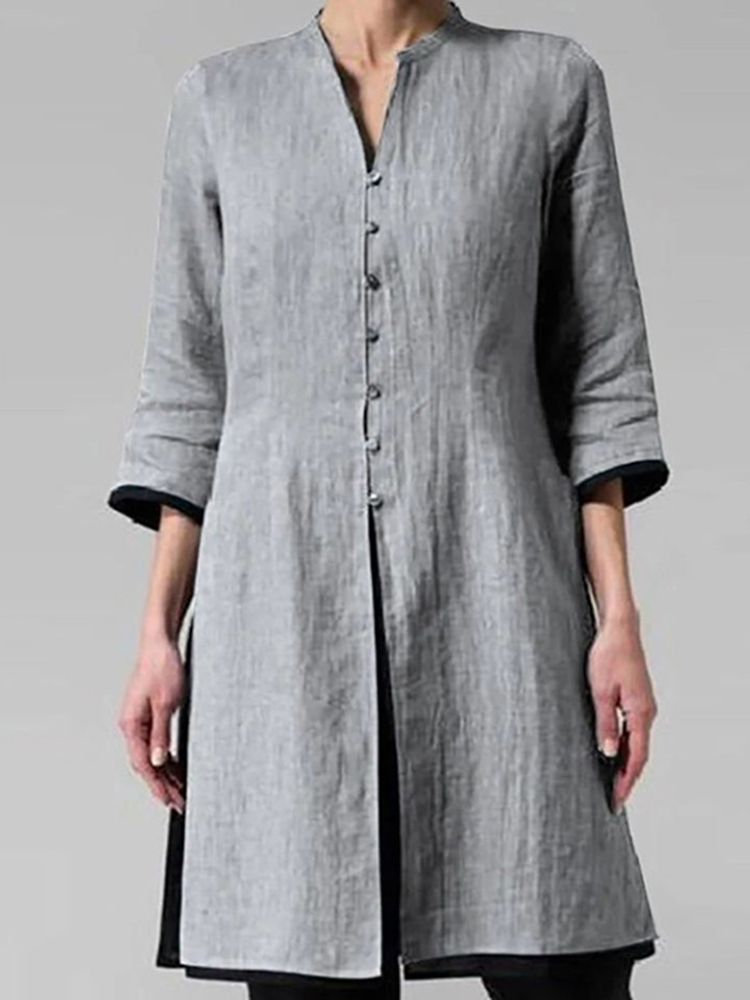 Three-quarter Sleeve Button Down Casual Shirt