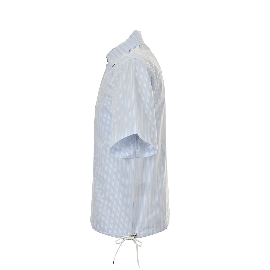 Dior 24ss half-zip small logo embroidered striped short-sleeved shirt