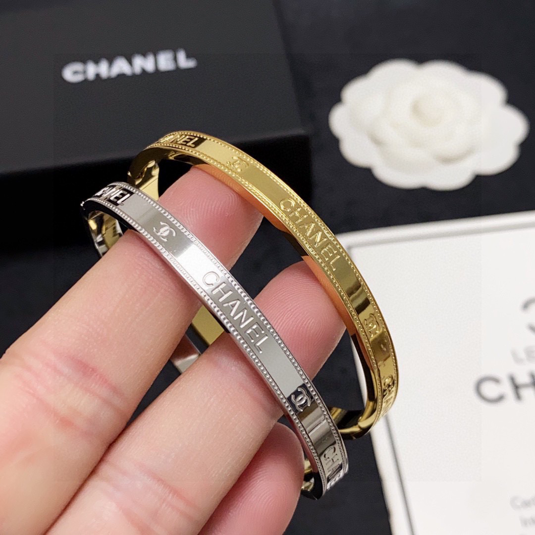 Chanel Engraved Double C Bracelet