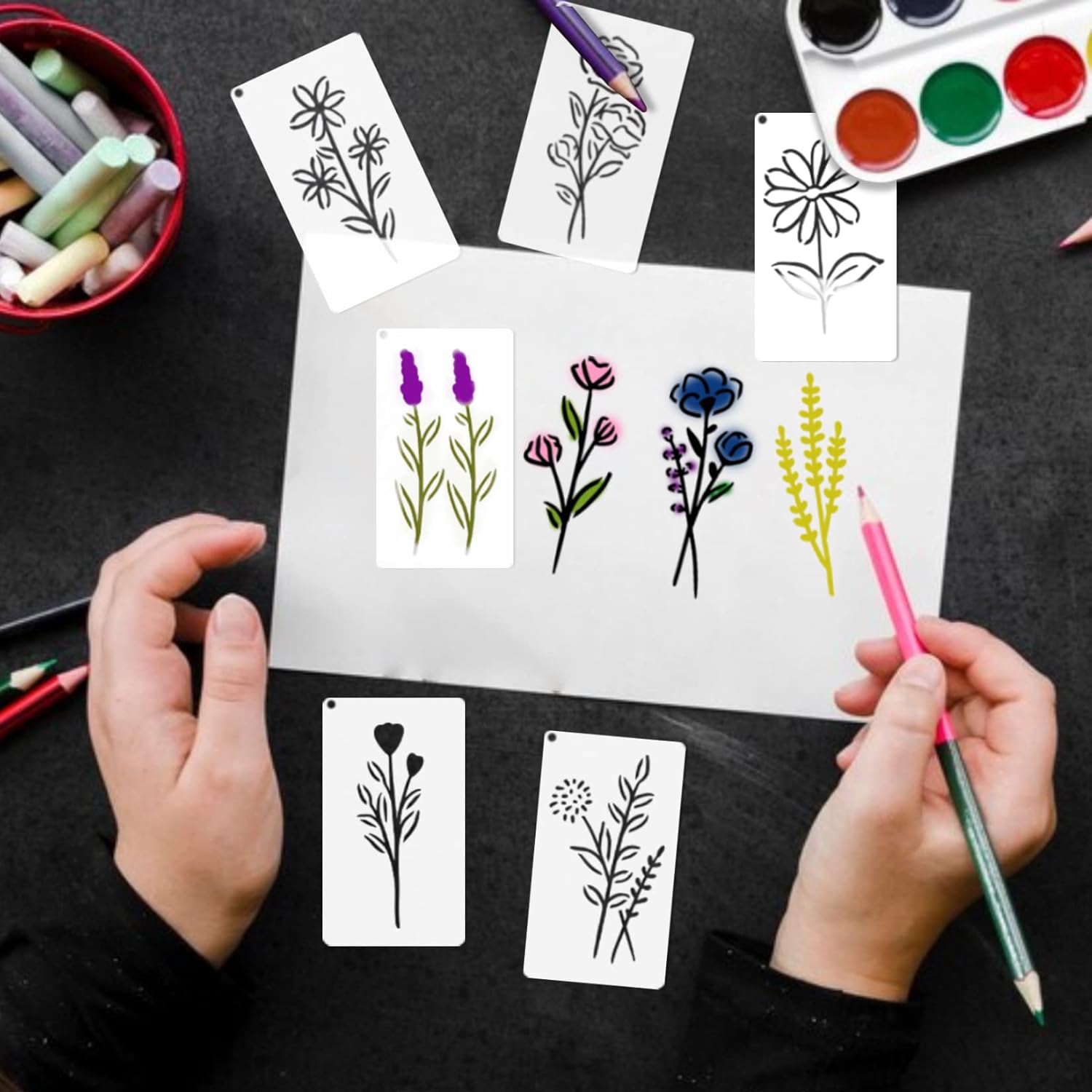 💐🌸 Reusable Botanical Flower Stencils 🏠