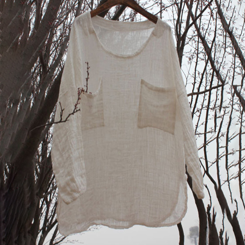 Round Neck Pocket Comfy Casual Shirt