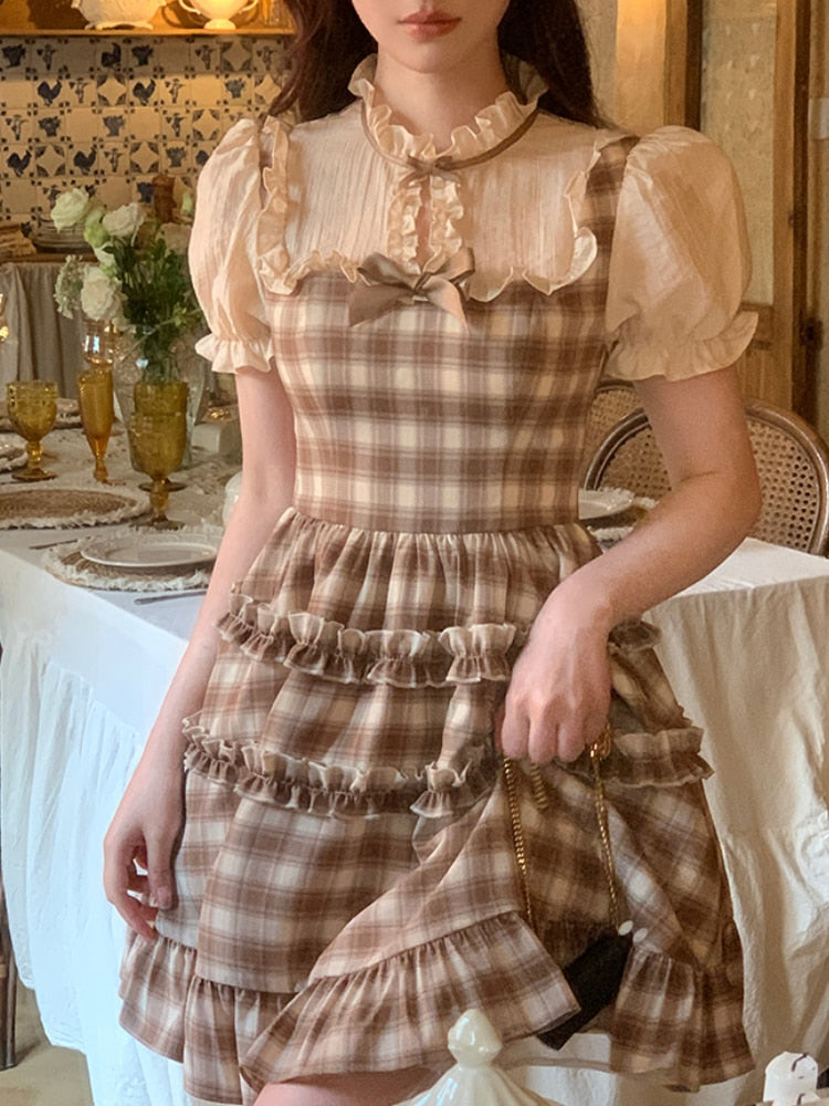 Kawaii Plaid Princess Dress