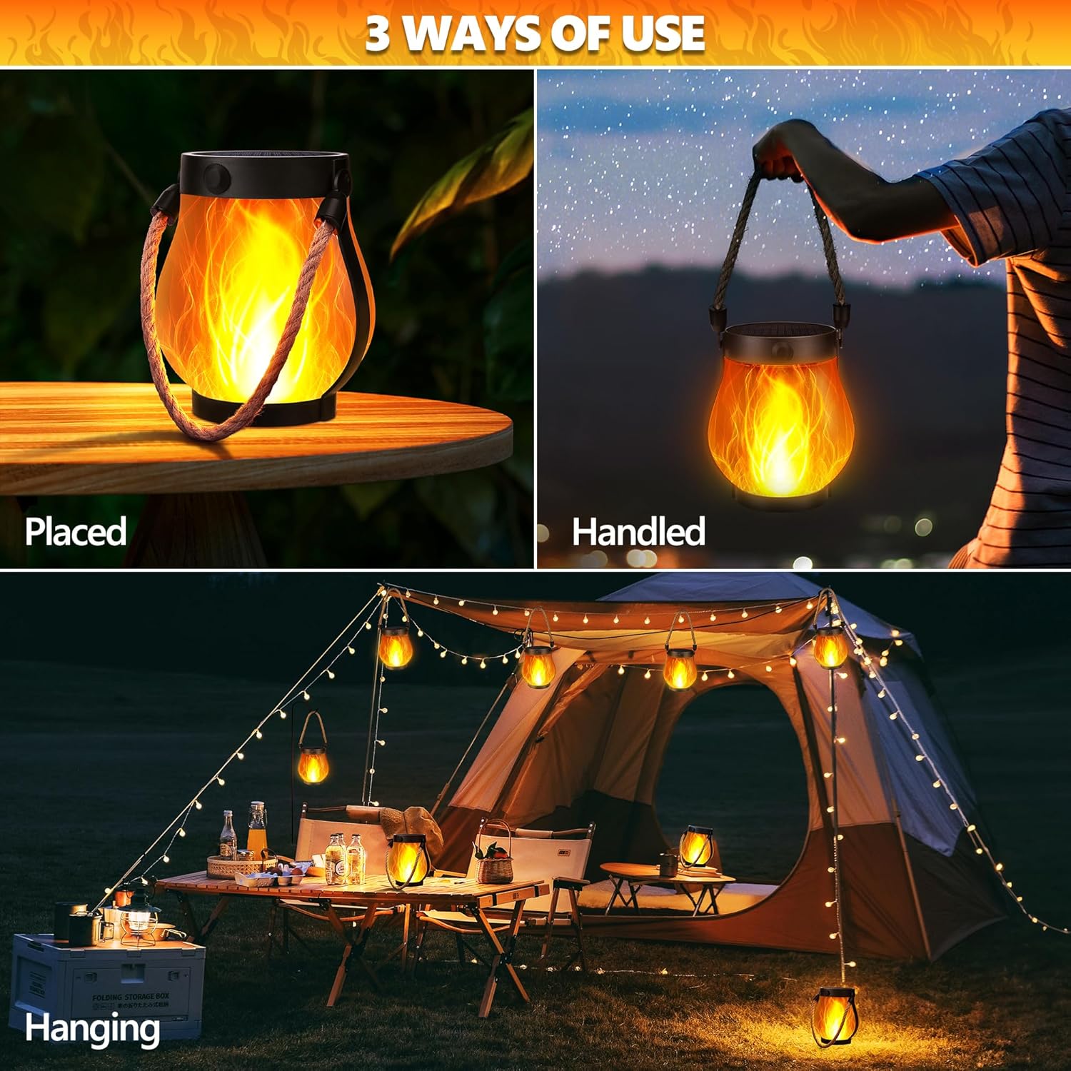 🔥ON SALE 59% OFF🔥Flickering Flame Garden Solar Lights with Dual Charging USB & Solar