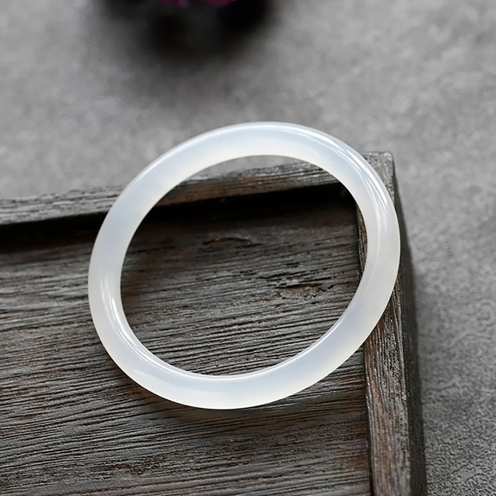 Ice White Jade Bangle Natural Chalcedony 8mm Round Women's Bracelets Fine Jewelry Accessories Gifts For Girlfriend Free shipping