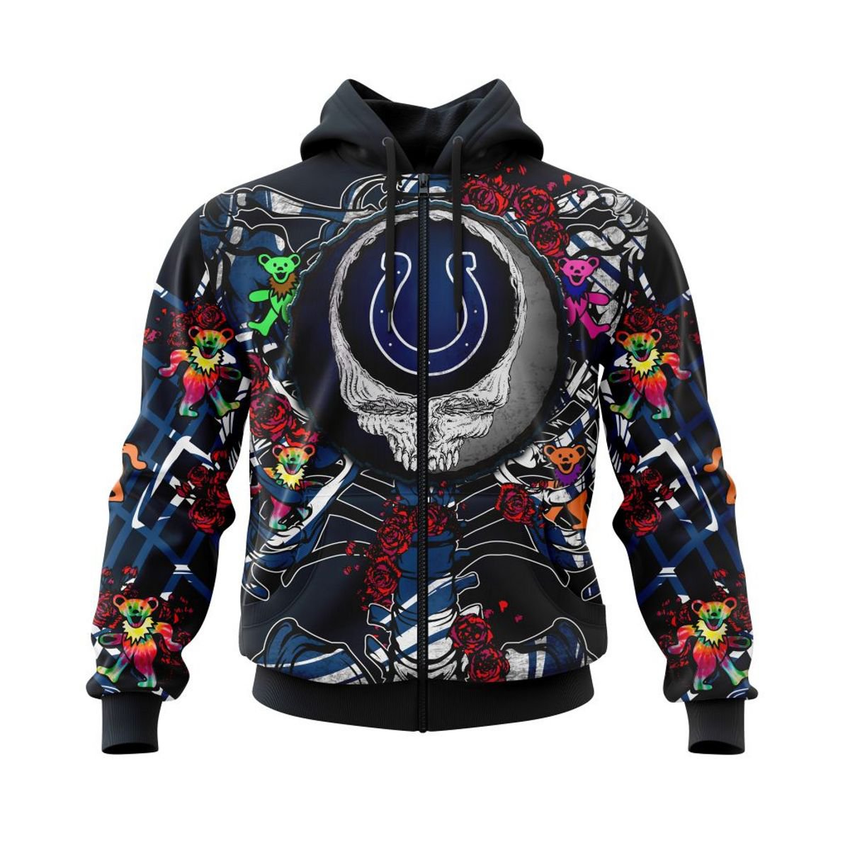 INDIANAPOLIS COLTS 3D HOODIE MIX GRATEFUL DEAD