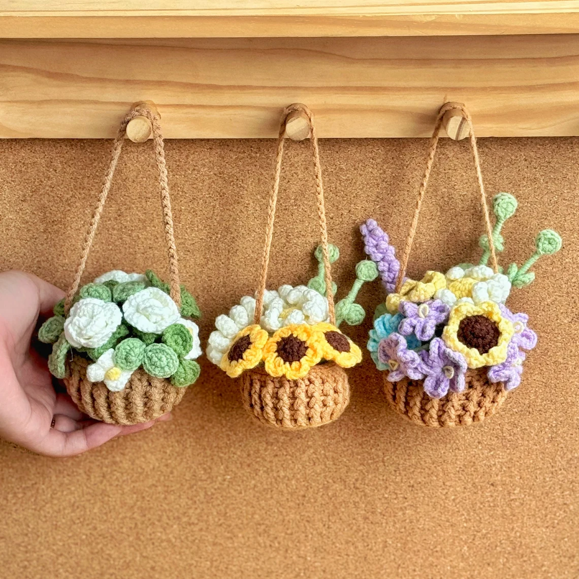 🔥Last Day 49% OFF🔥Hand embroidered flower basket hanging crochet🪴
