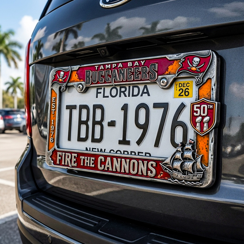 Tampa Bay Buccaneers 50th Anniversary License Plate Frame
