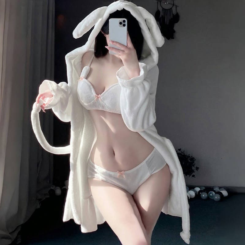 Bunny Ears Bikini Robe Lingerie