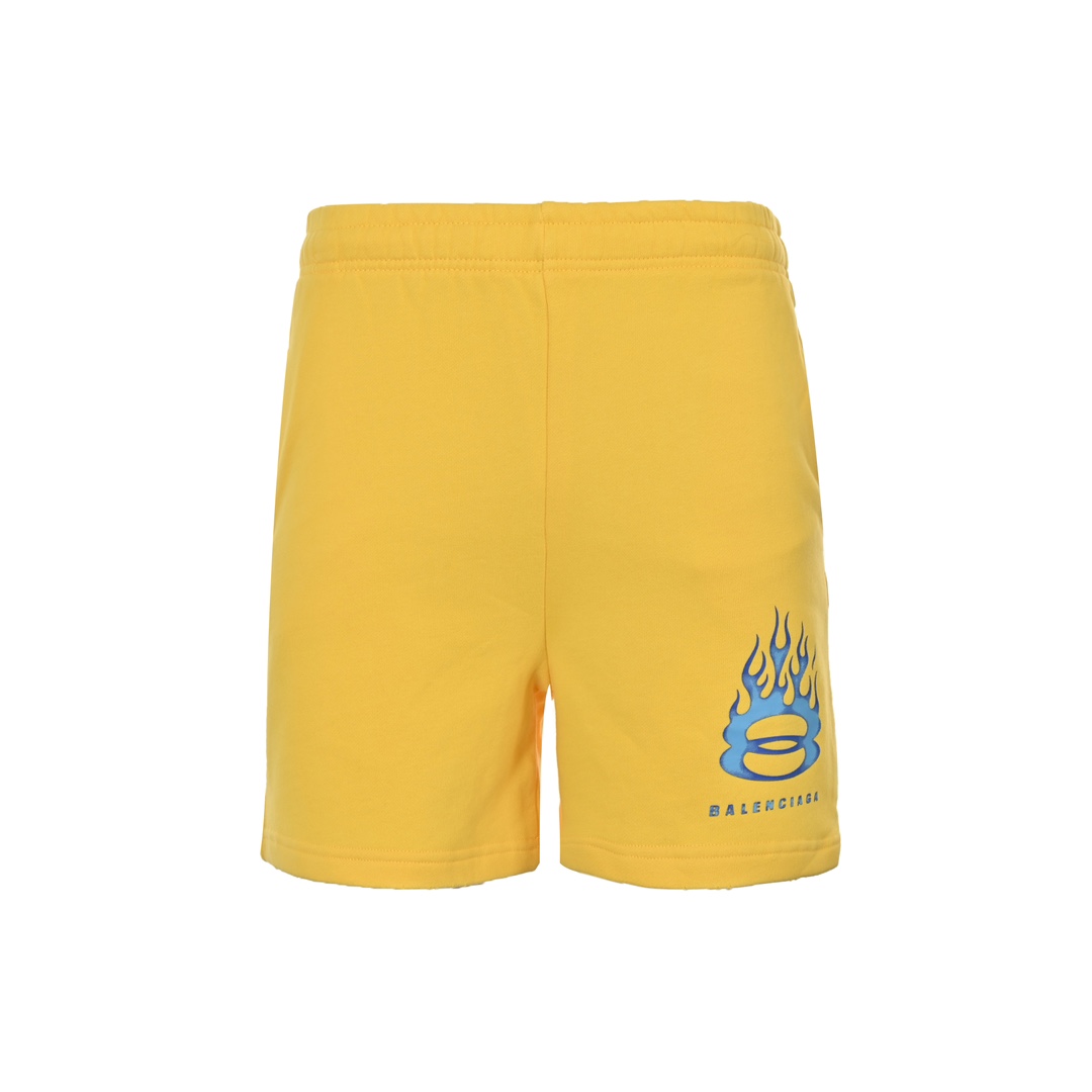 Balenciaga 24ss double ring flame washed shorts