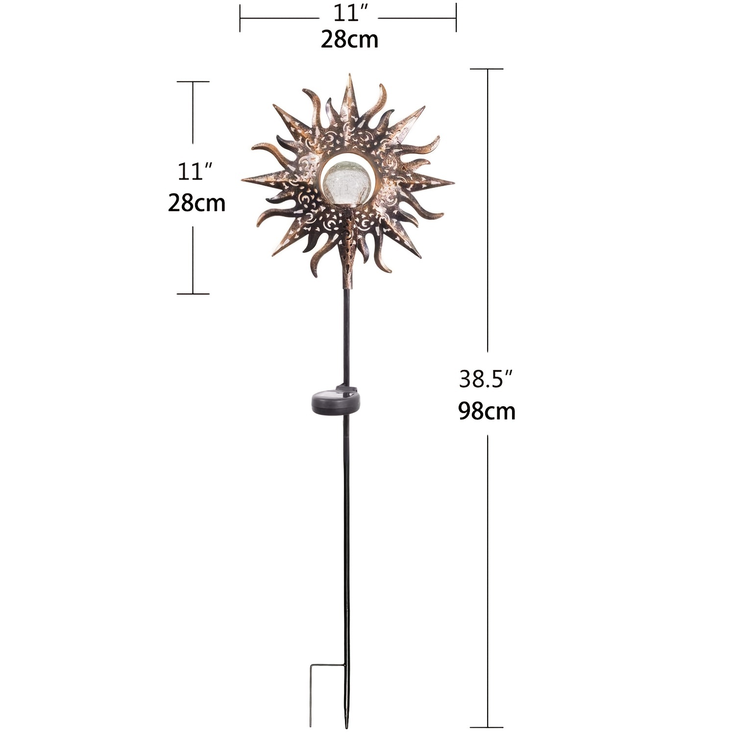 1pc Flame Sun Hollow Out Iron Landscape Decorative Lamp, Cracked Glass Bulb Lamp, Waterproof LED Lamp For Garden, Lawn, Courtyard