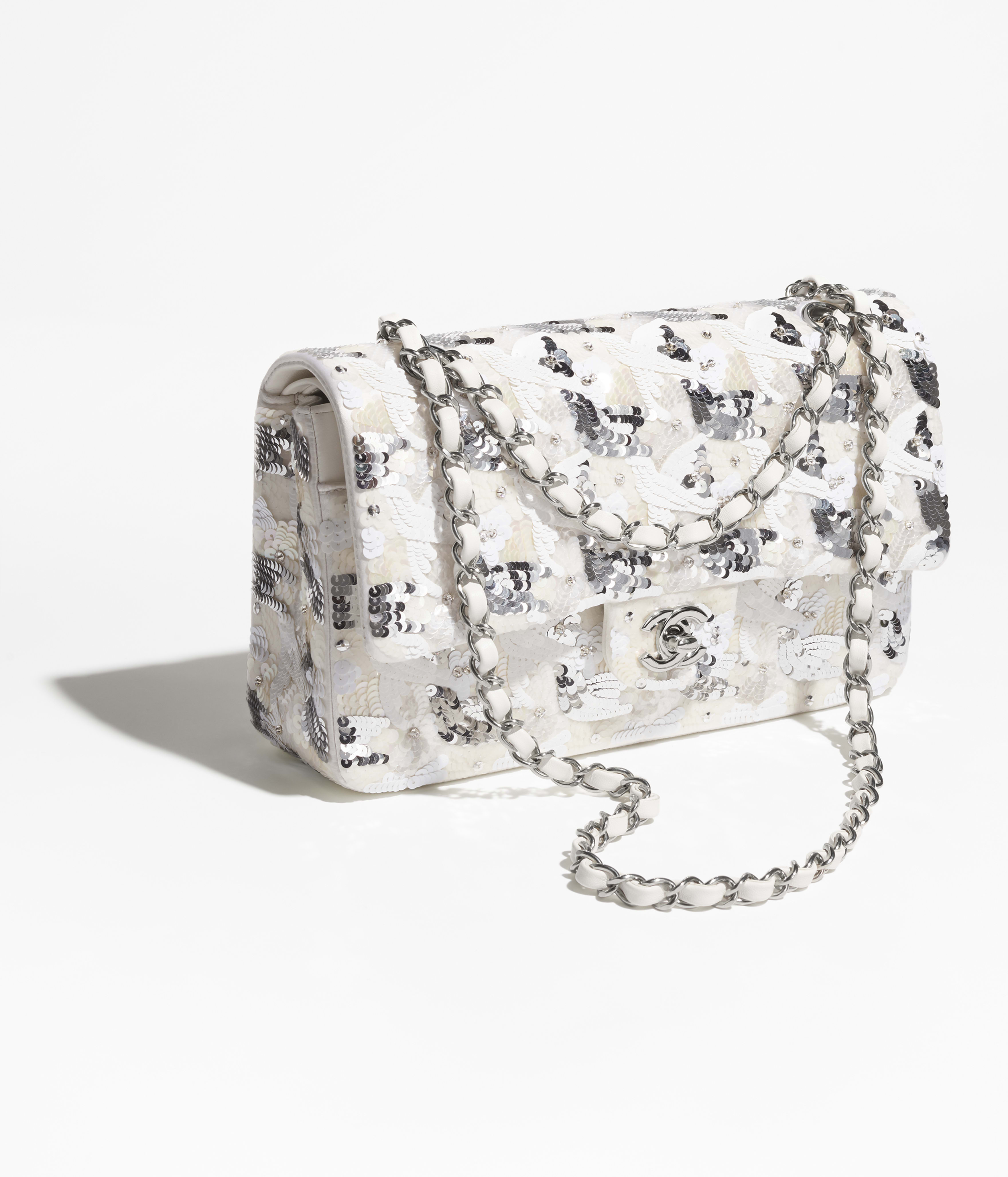 Chanel Classic 11.12 Handbag Embroidered satin, sequins, glass pearls and silver-tone metal A01112-B20591-U0972