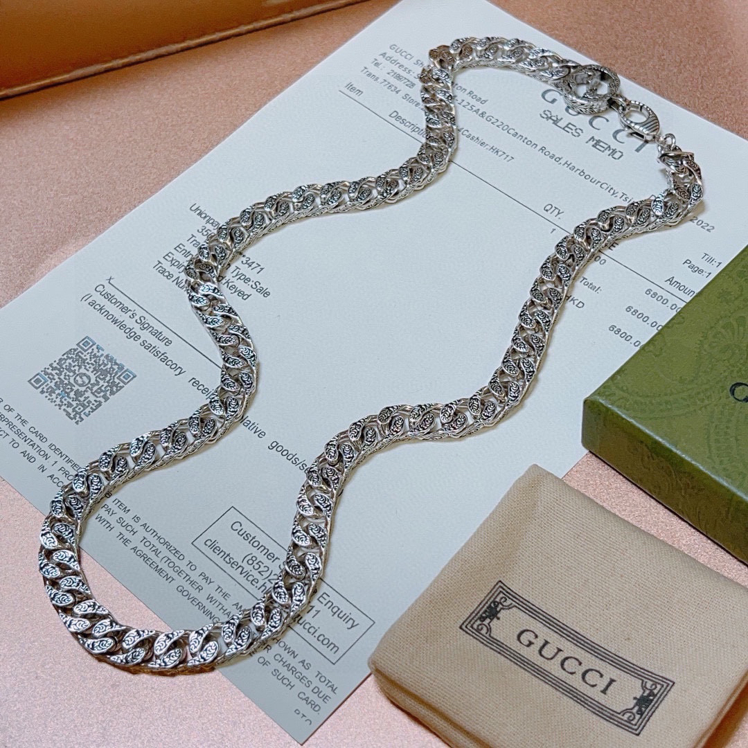 Gucci Anger Forest Series GG Flat Chain Vintage Necklace